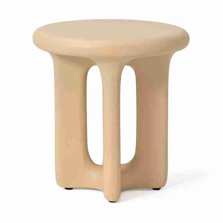 Jesper Home Ronde Bijzettafel Onomo Mudstone textuur, 46cm - Beige