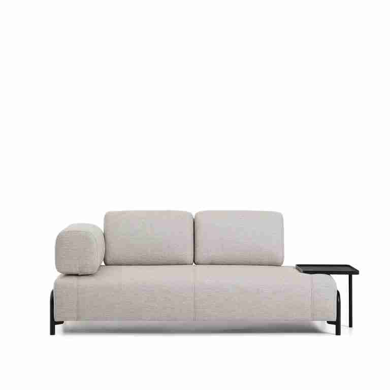 Kave Home 2-zits Bank Compo Met bijzettafel - Beige/Zwart