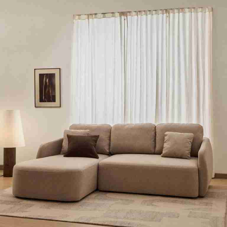 Kave Home 3-zits Lounge Slaapbank Laira Links, Chenille - Beige