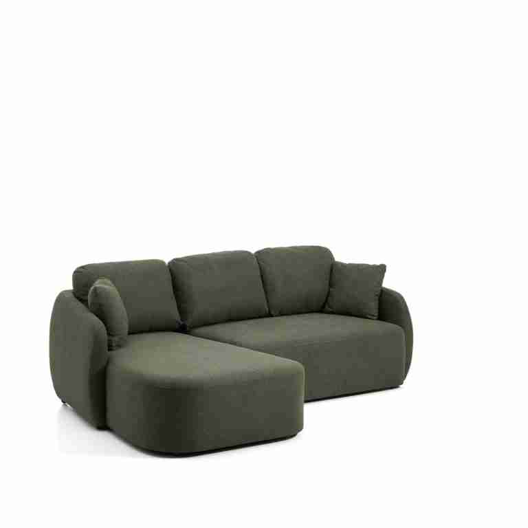Kave Home 3-zits Lounge Slaapbank Laira Links, Chenille - Donkergroen