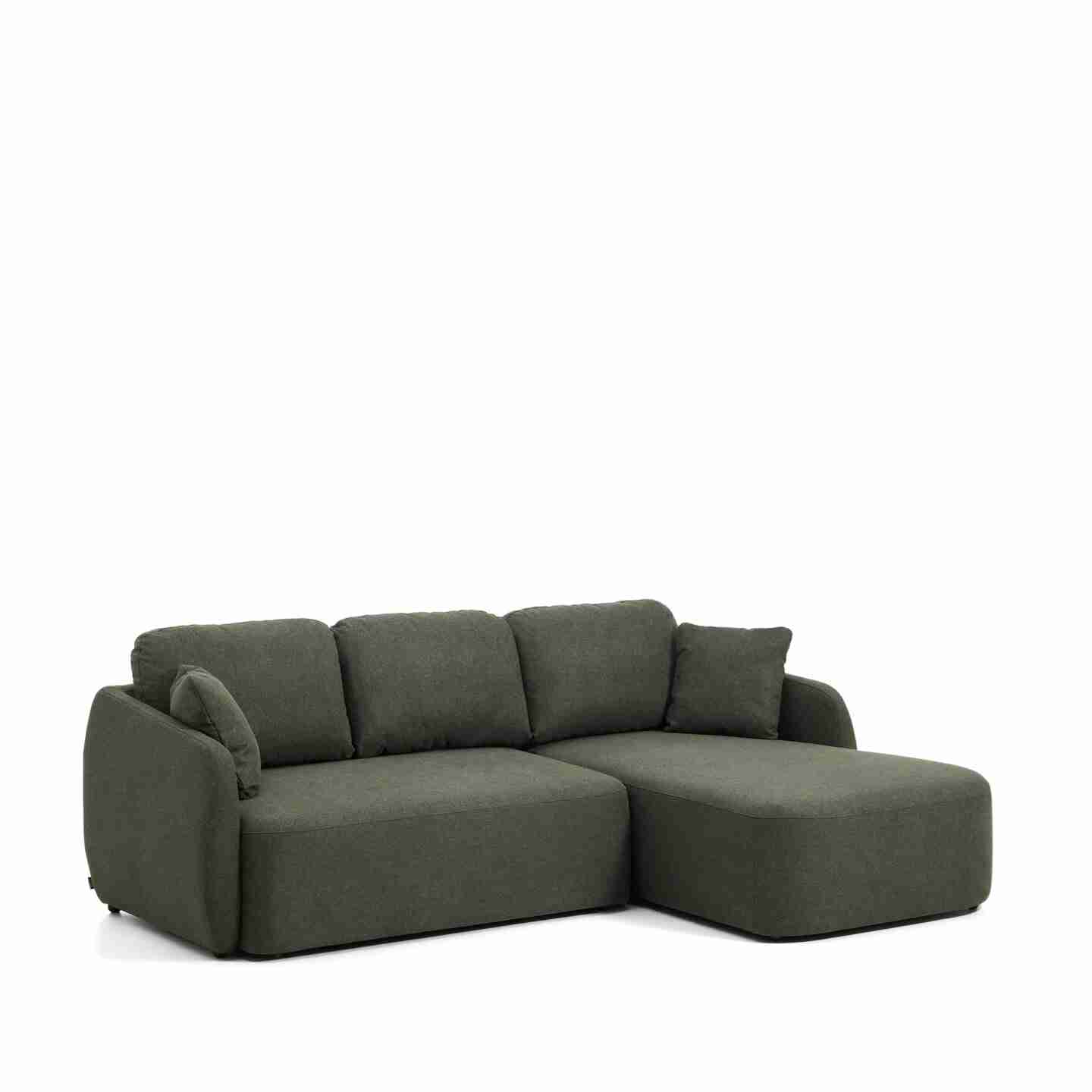 Kave Home 3-zits Lounge Slaapbank Laira Rechts, Chenille - Donkergroen
