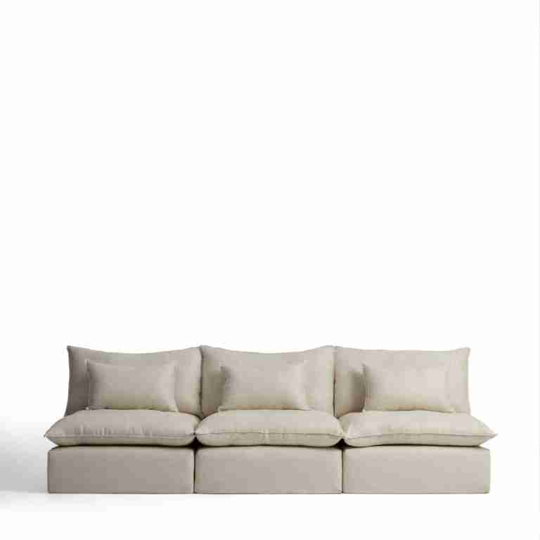 Kave Home 5-zits Bank Anarela Linnen, 330cm - Beige