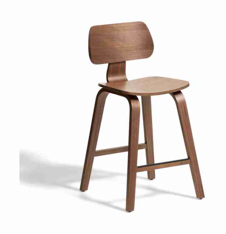 Kave Home Barkruk Gena Walnoot (zithoogte 65cm) - Donkerbruin