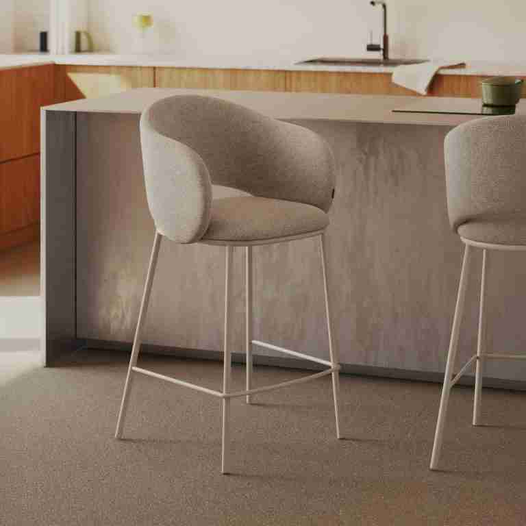 Kave Home Barkruk Maina - Beige (zithoogte 65cm)