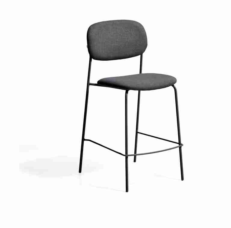 Kave Home Barkruk Meli Chenille - Grijs (zithoogte 65cm)