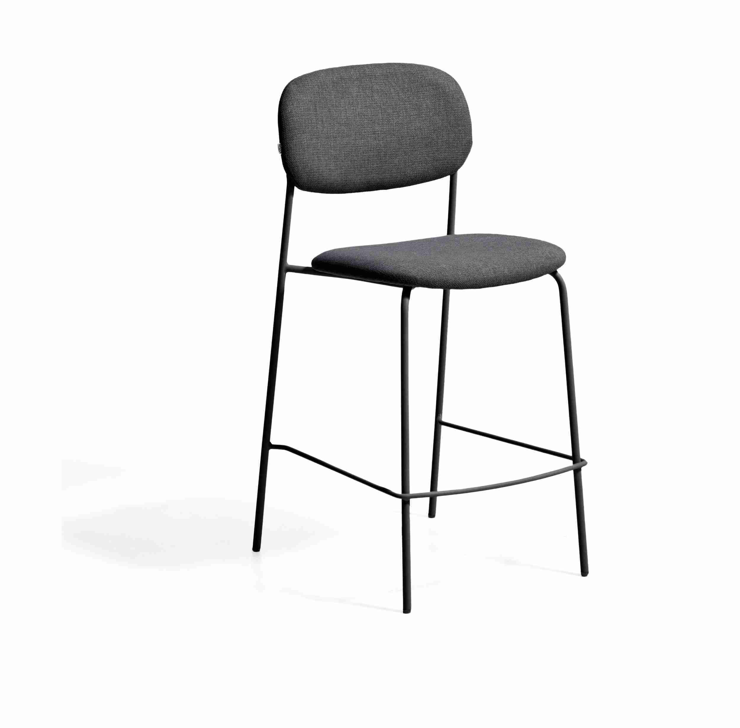 Kave Home Barkruk Meli Chenille - Grijs (zithoogte 65cm)
