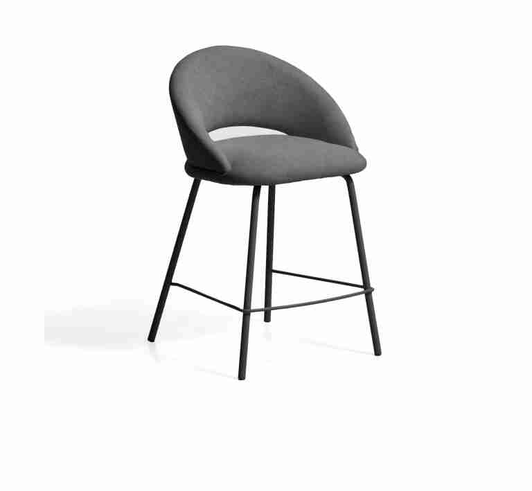 Kave Home Barstoel Bonali Chenille - Grijs (zithoogte 65cm)