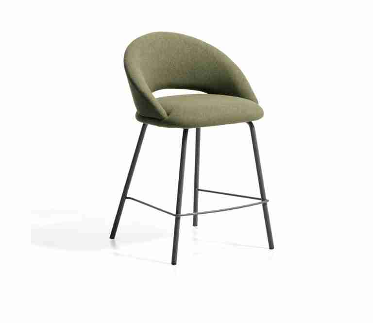Kave Home Barstoel Bonali Chenille - Groen (zithoogte 65cm)