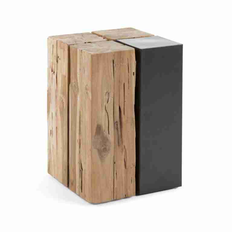 Kave Home Bijzettafel Kwango Teakhout en metaal, 29 x 29cm - Vierkant
