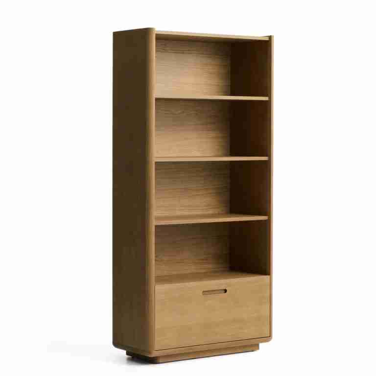 Kave Home Boekenkast Arelida Eiken, 185 x 90cm - Bruin