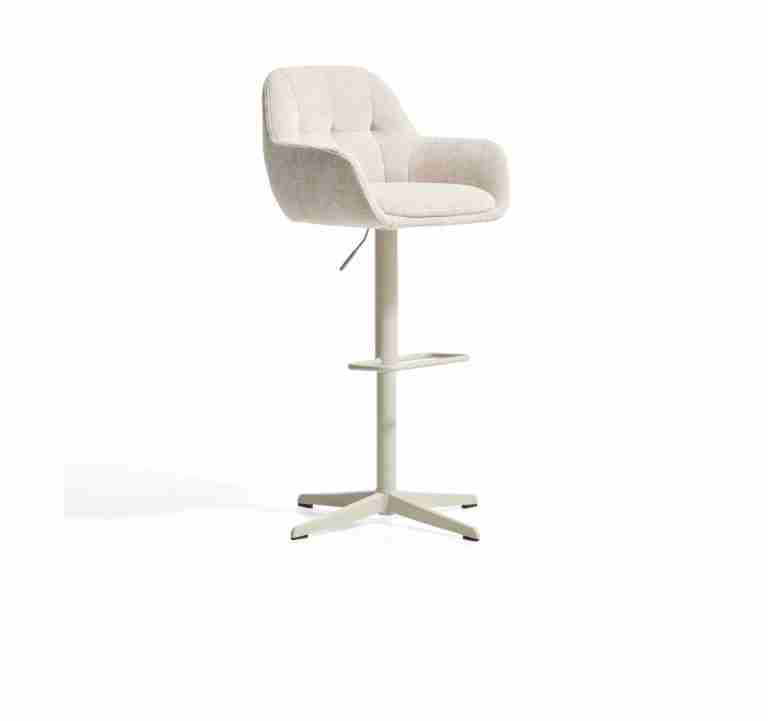 Kave Home Draaibare Barkruk Dorina Chenille - Beige (zithoogte 65-85cm)