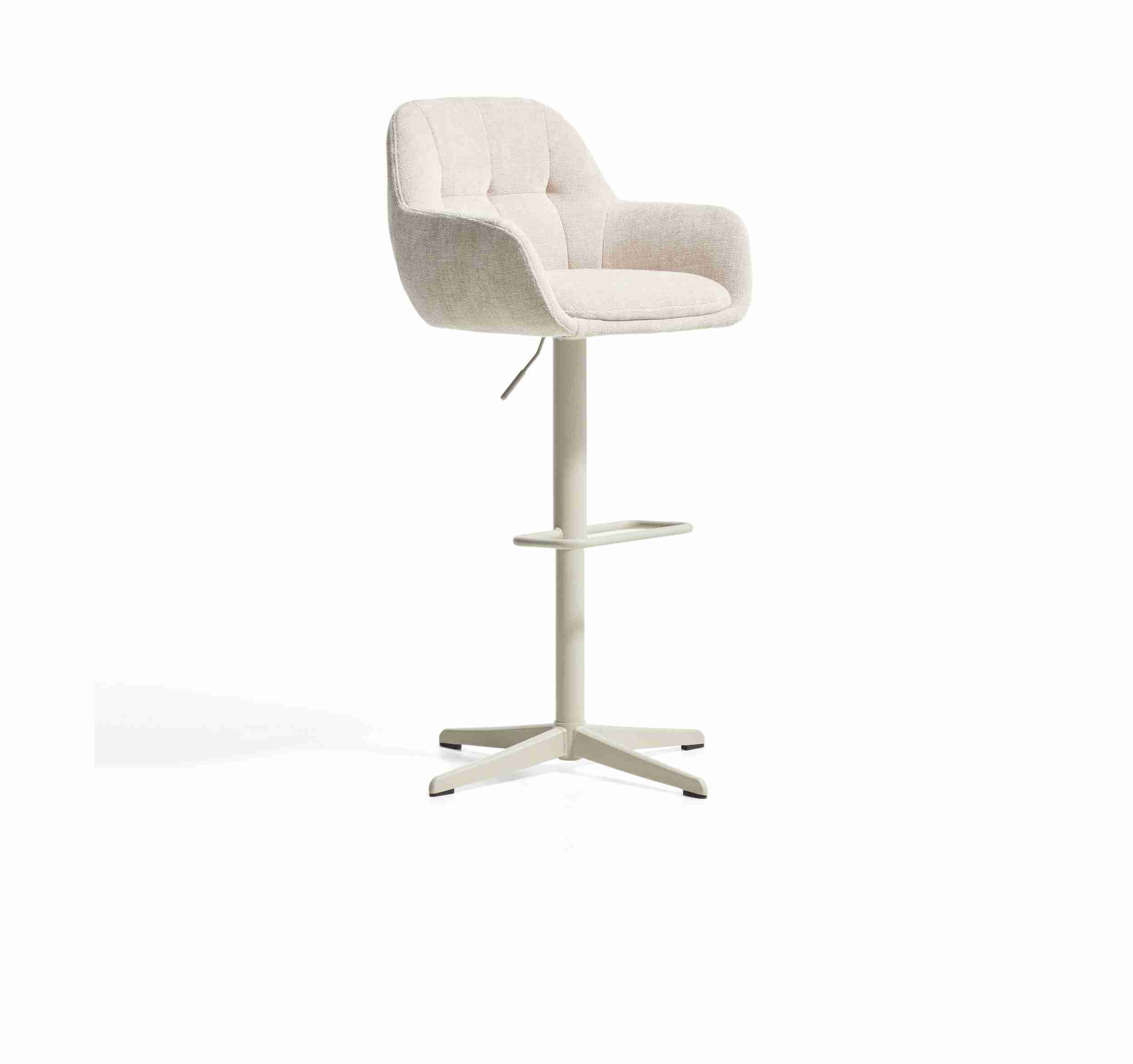 Kave Home Draaibare Barkruk Dorina Chenille - Beige (zithoogte 65-85cm)