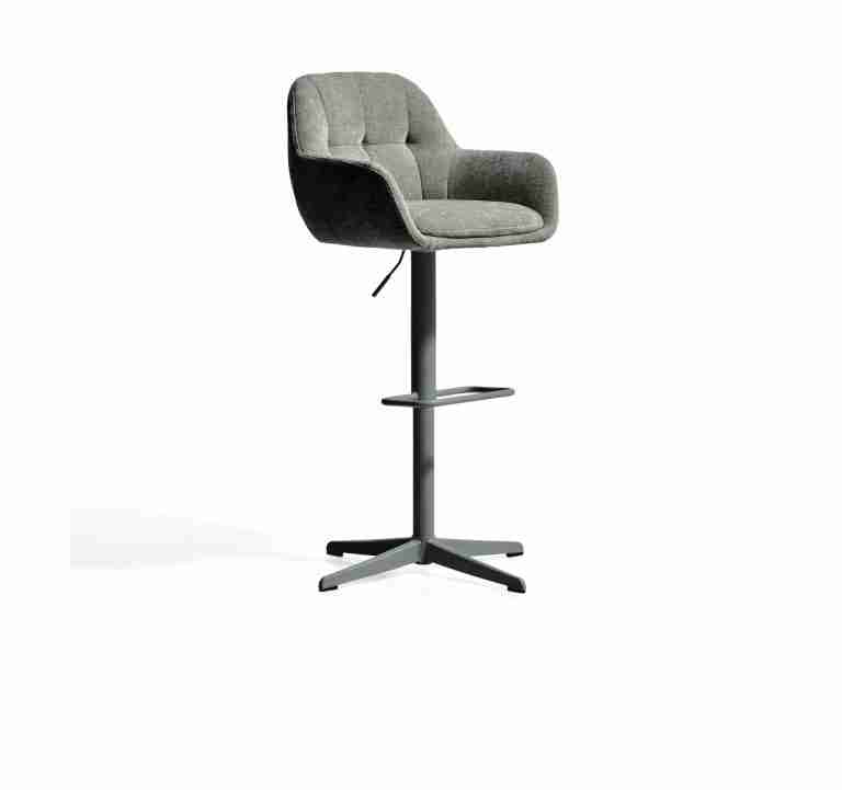 Kave Home Draaibare Barkruk Dorina Chenille - Groen (zithoogte 65-85cm)
