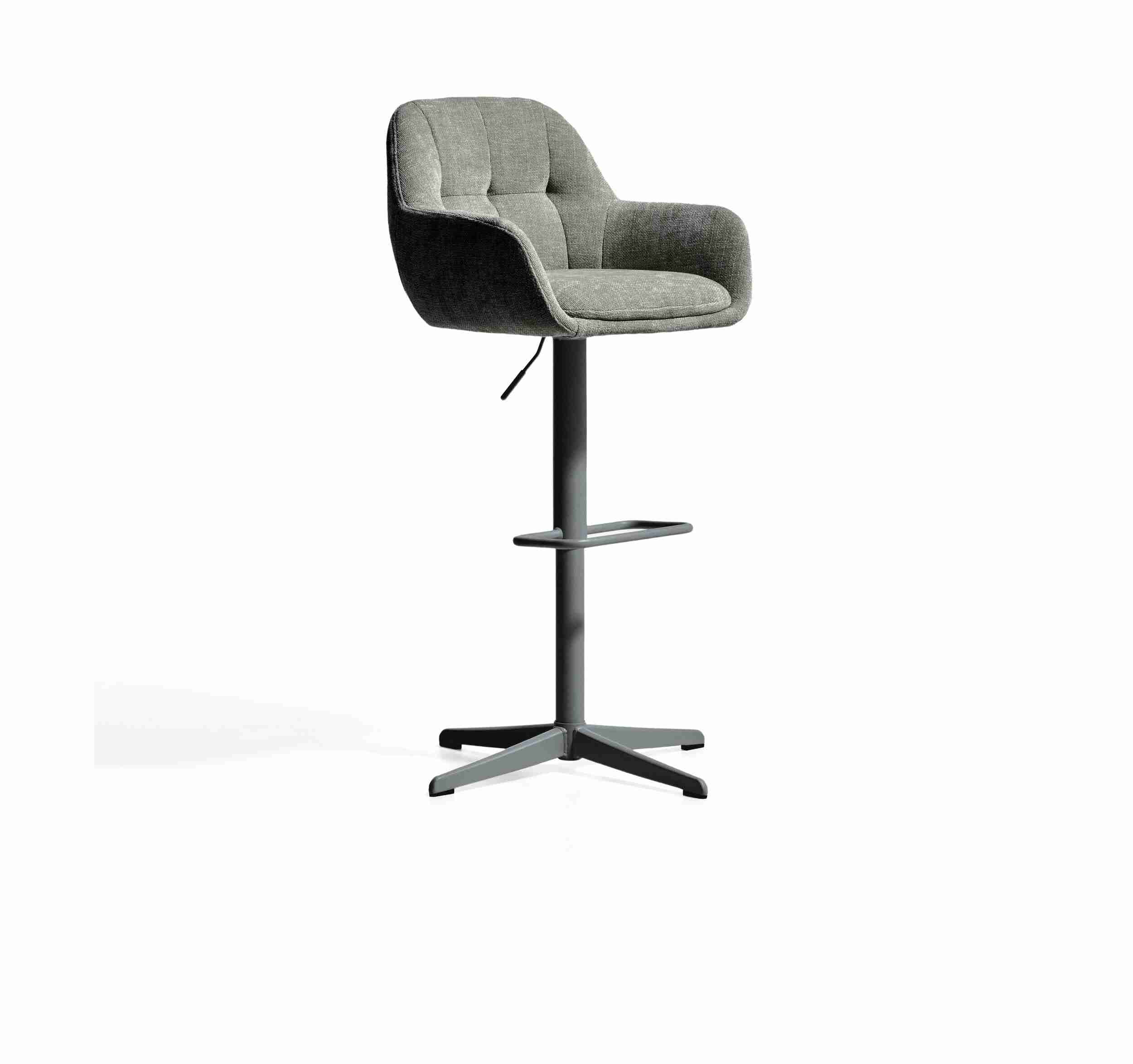 Kave Home Draaibare Barkruk Dorina Chenille - Groen (zithoogte 65-85cm)