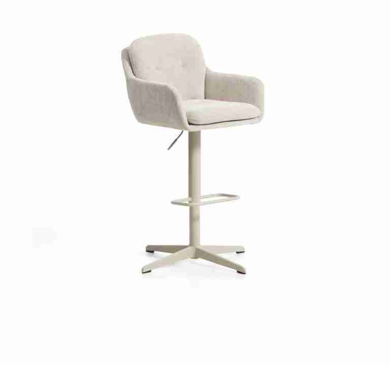 Kave Home Draaibare Barkruk Lexa Chenille - Beige (zithoogte 65-85cm)