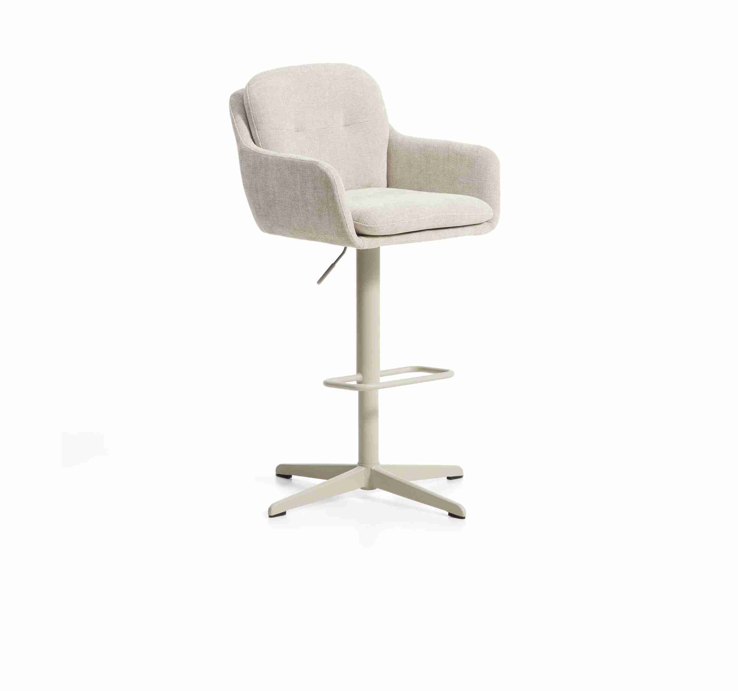 Kave Home Draaibare Barkruk Lexa Chenille - Beige (zithoogte 65-85cm)