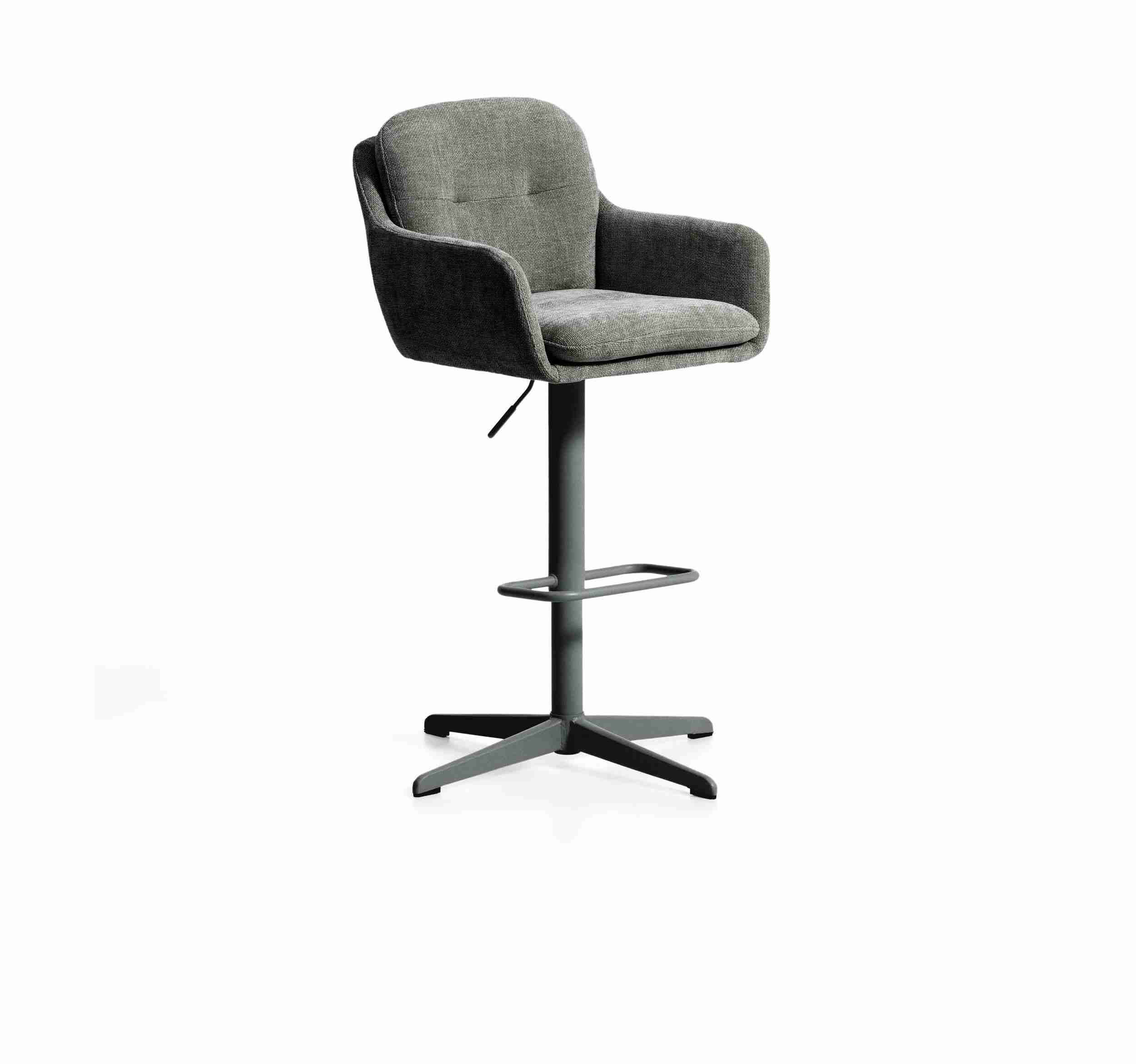 Kave Home Draaibare Barkruk Lexa Chenille - Groen (zithoogte 65-85cm)
