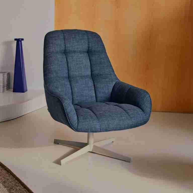Kave Home Draaifauteuil Jaspe Structuurstof - Blauw