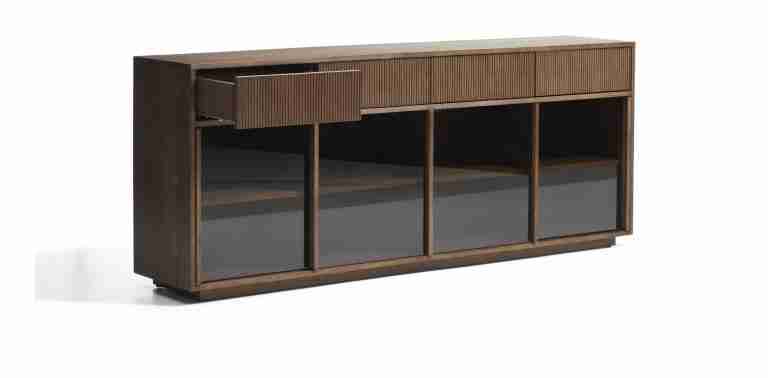 Kave Home Dressoir Helvine Essen en glas, 200cm - Bruin
