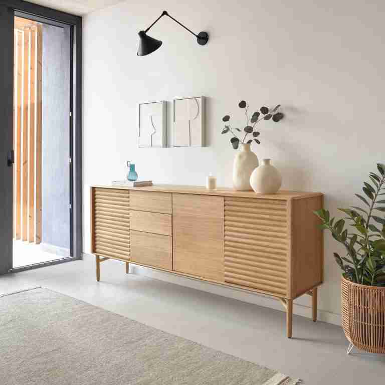 Kave Home Dressoir Lenon Eikenhout, 200cm - Japandi