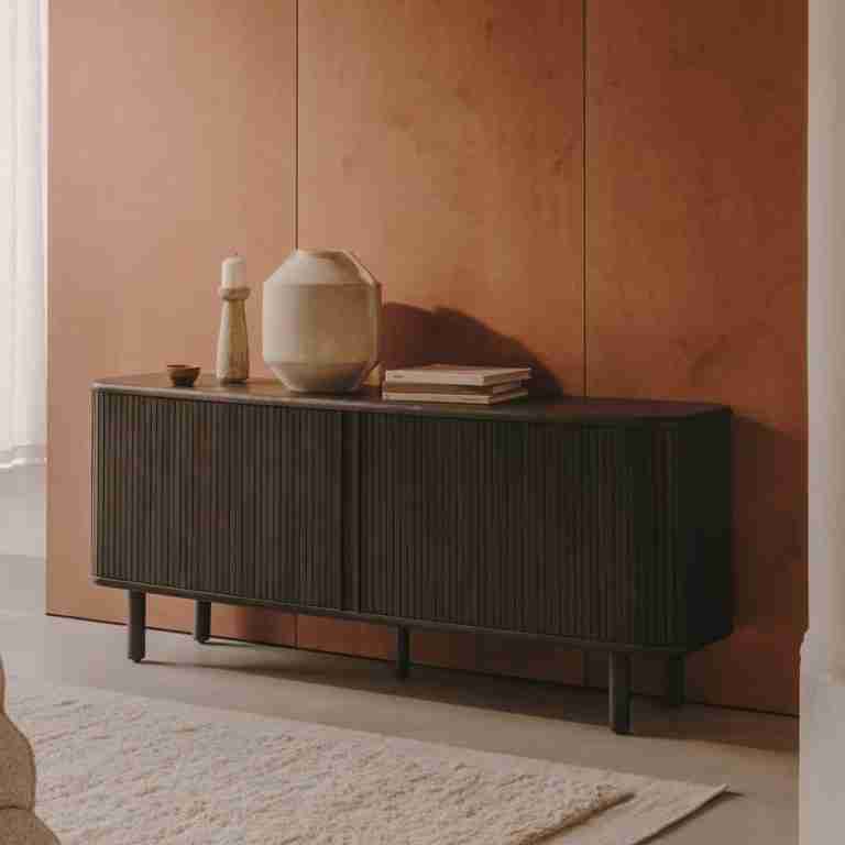Kave Home Dressoir Mailen Essenhout, 180cm - Donkerbruin - Japandi