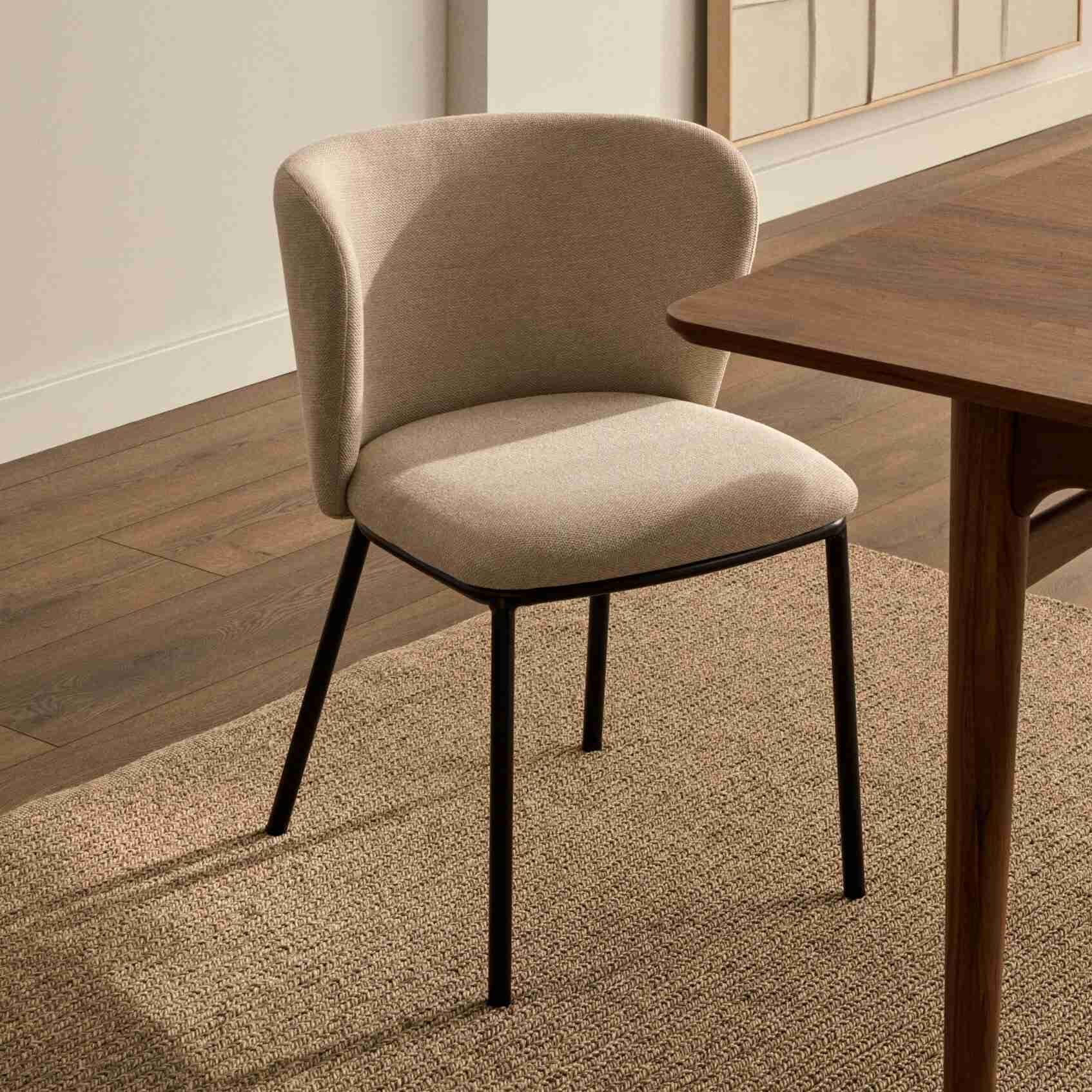 Kave Home Eetkamerstoel Ciselia Chenille - Beige