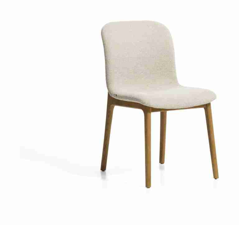 Kave Home Eetkamerstoel Elnor Chenille en eiken - Beige