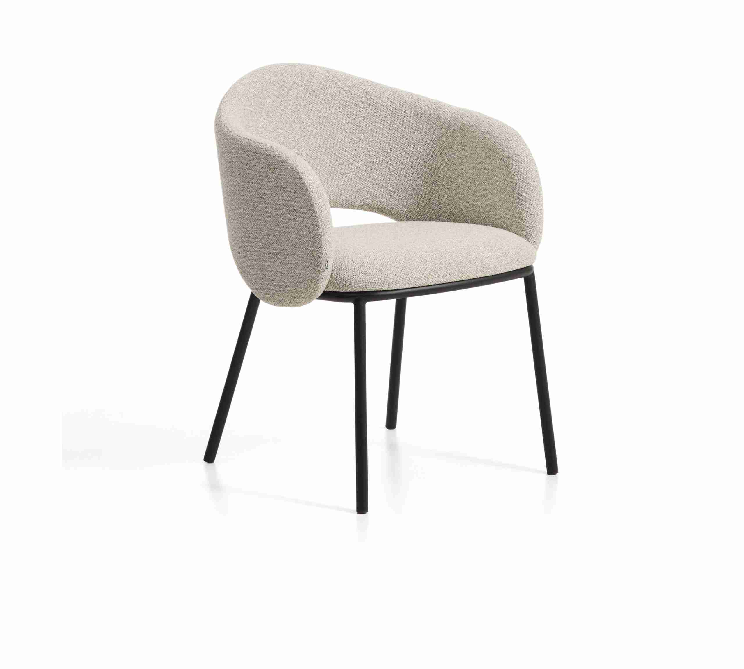 Kave Home Eetkamerstoel Maina Chenille - Beige/Zwart