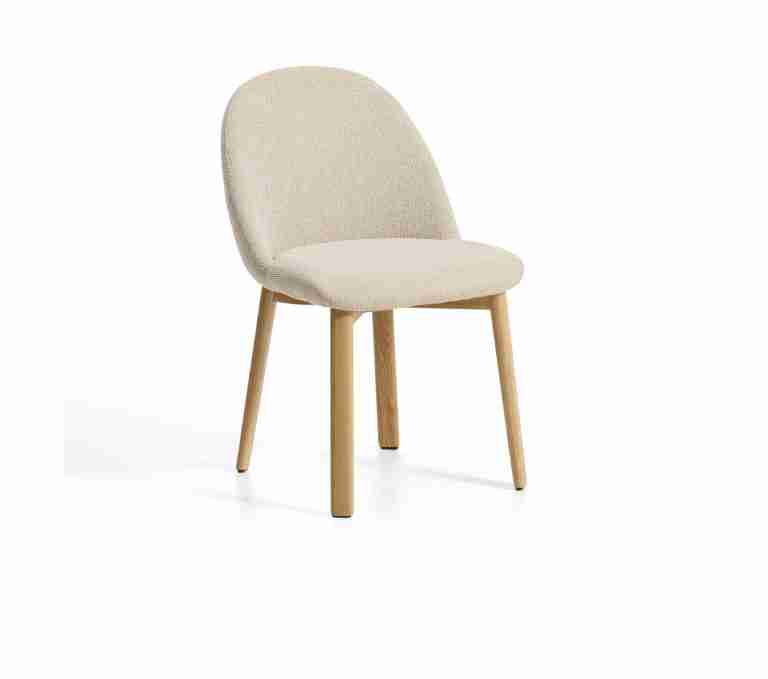 Kave Home Eetkamerstoel Meila Chenille - Beige/Naturel