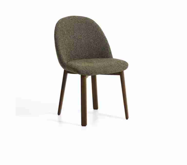 Kave Home Eetkamerstoel Meila Chenille - Groen/Bruin