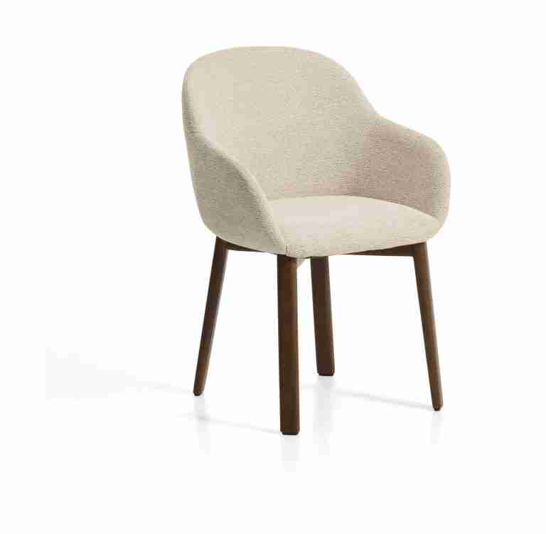 Kave Home Eetkamerstoel Meila Met armleuning, Chenille - Beige/Bruin