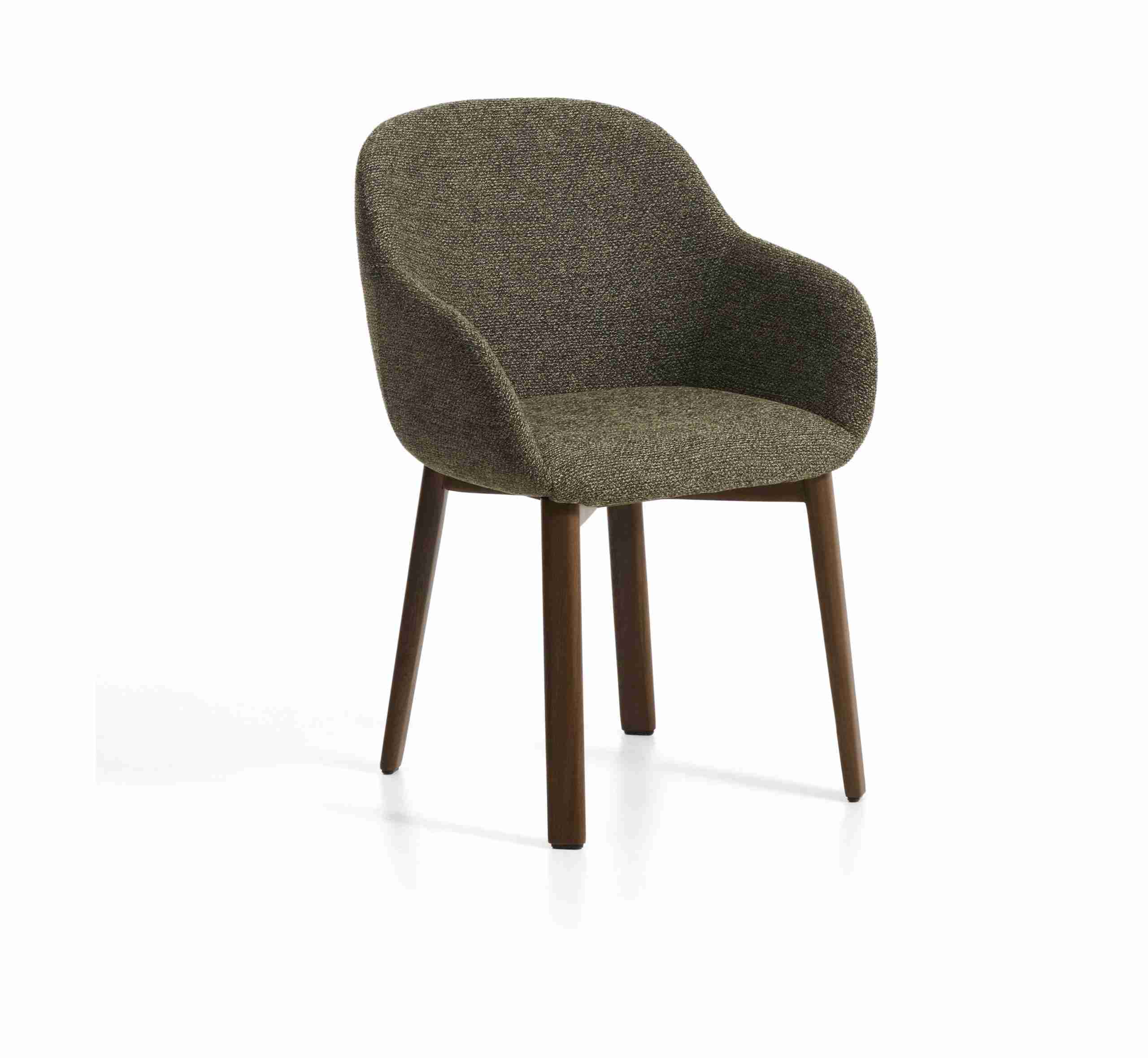 Kave Home Eetkamerstoel Meila Met armleuning, Chenille - Groen/Bruin
