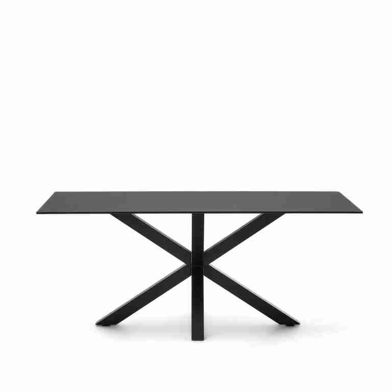 Kave Home Eettafel Argo Glas, 180 x 100cm - Zwart