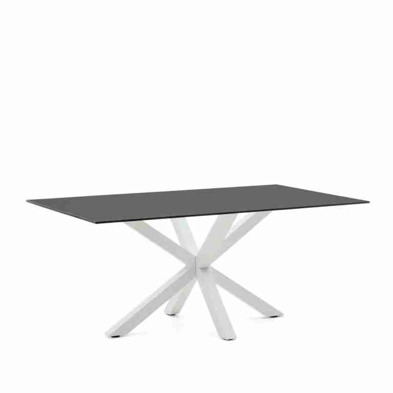 Kave Home Eettafel Argo Glas, 180 x 100cm - Zwart/Wit