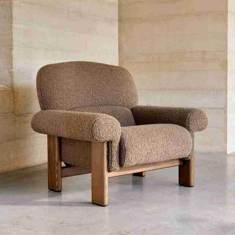 Kave Home Fauteuil Cabana Bouclé - Taupe - Japandi