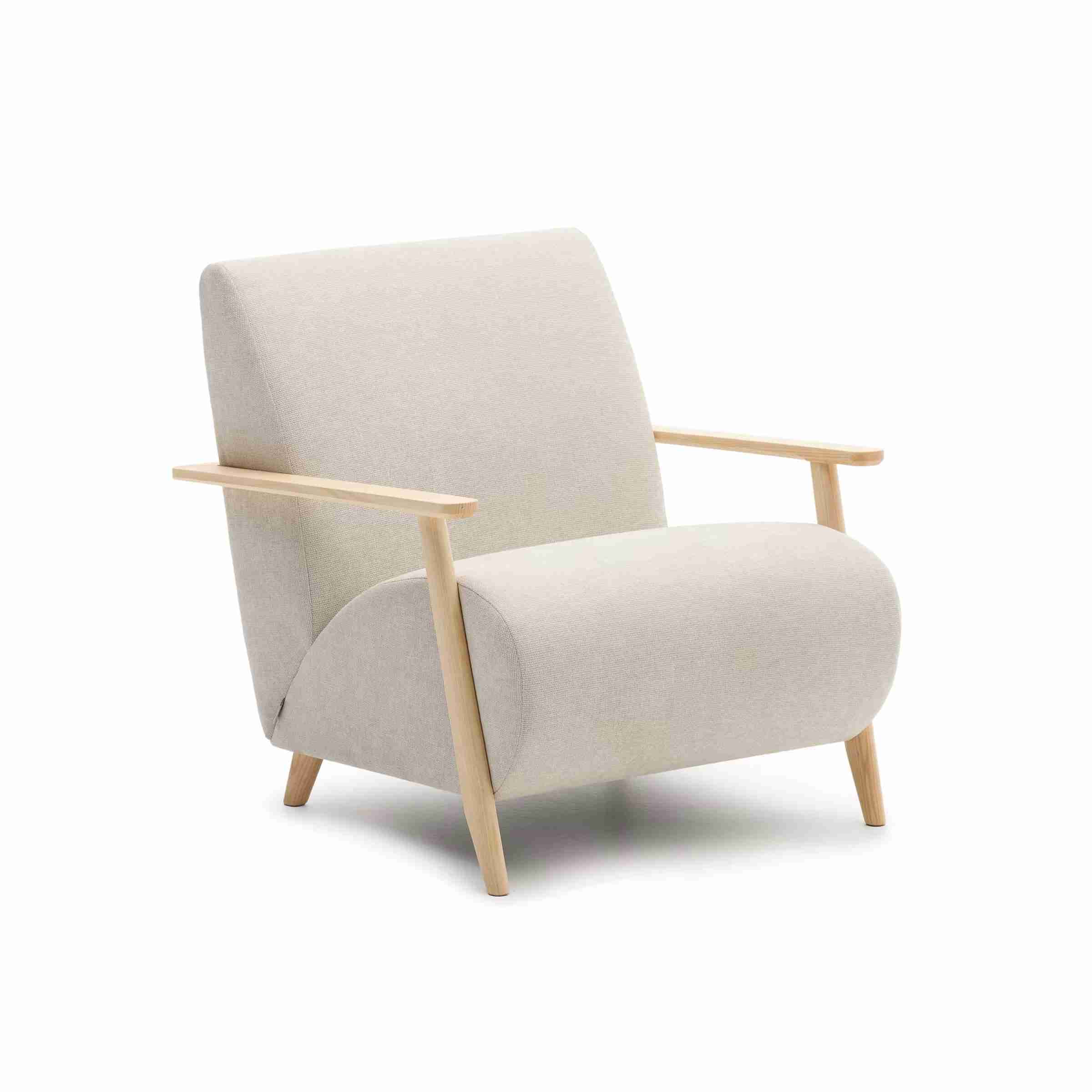 Kave Home Fauteuil Meghan Chenille - Beige/Naturel