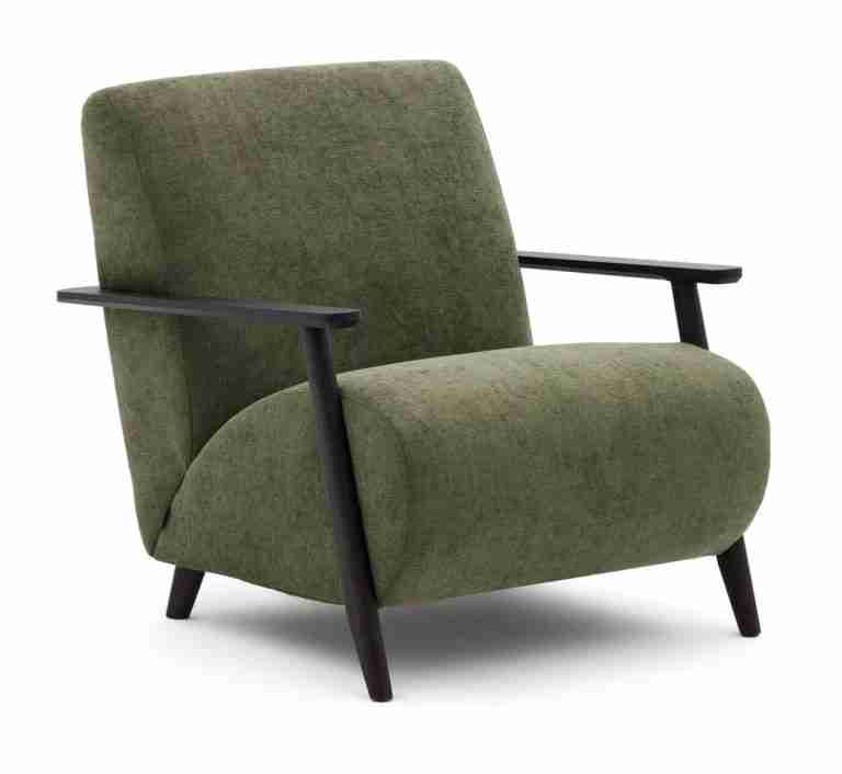 Kave Home Fauteuil Meghan Chenille - Groen/Wengé