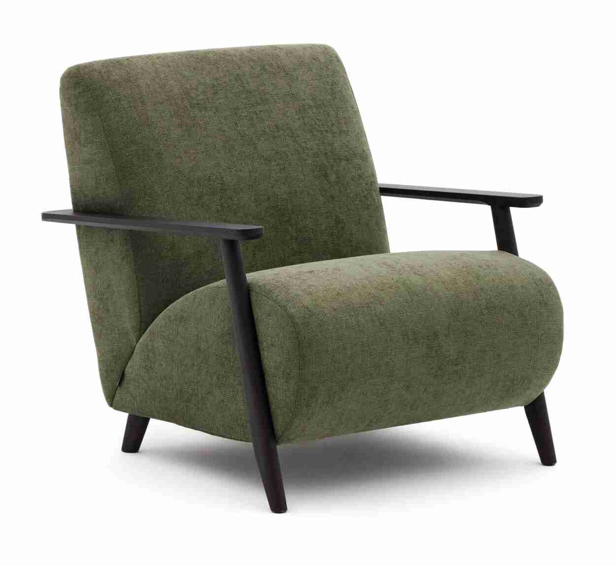 Kave Home Fauteuil Meghan Chenille - Groen/Wengé