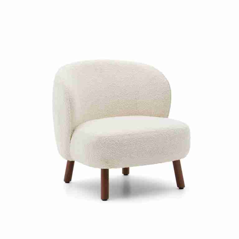 Kave Home Fauteuil Ulit Bouclé - Wit/Bruin