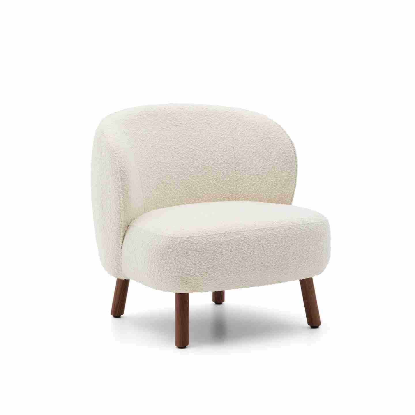 Kave Home Fauteuil Ulit Bouclé - Wit/Bruin