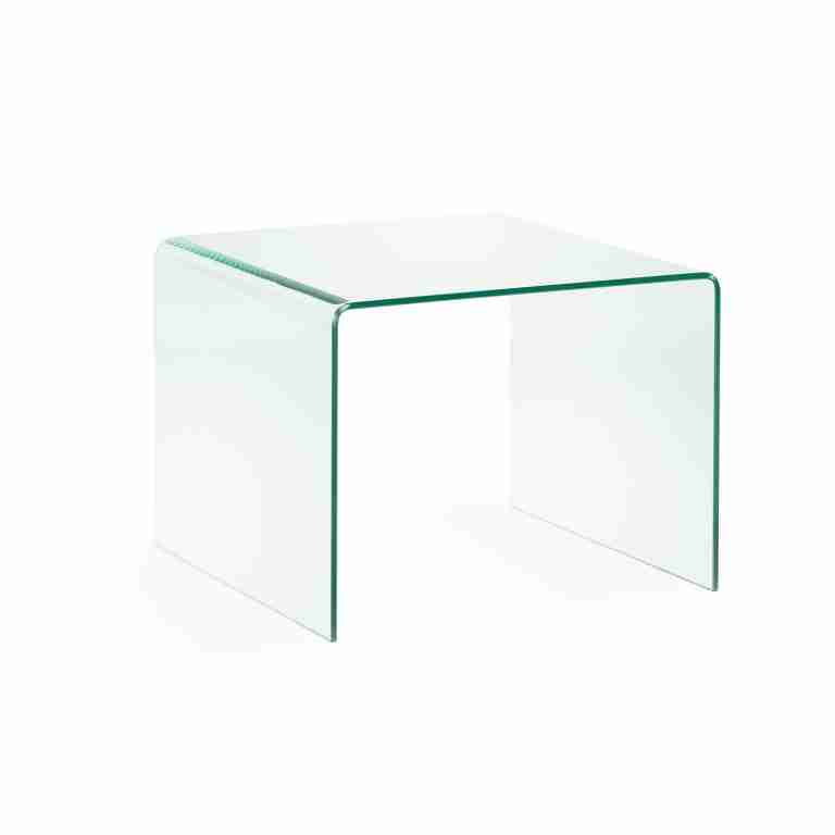 Kave Home Glazen Bijzettafel Burano, 60 x 60 cm - Transparant - Vierkant