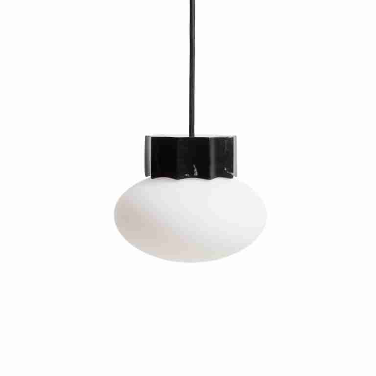 Kave Home Hanglamp Idela Glas en marmer, √ò15cm - Zwart