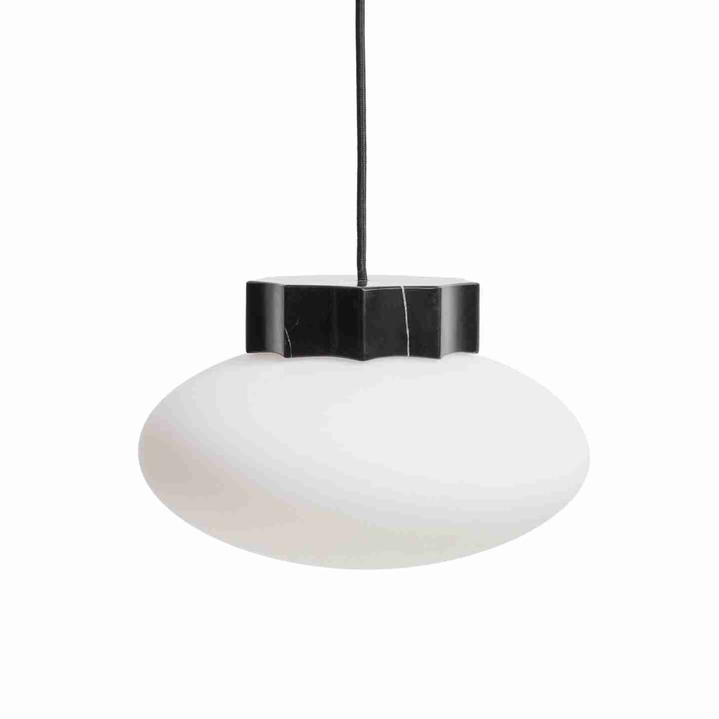 Kave Home Hanglamp Idela Glas en marmer, √ò26cm - Zwart
