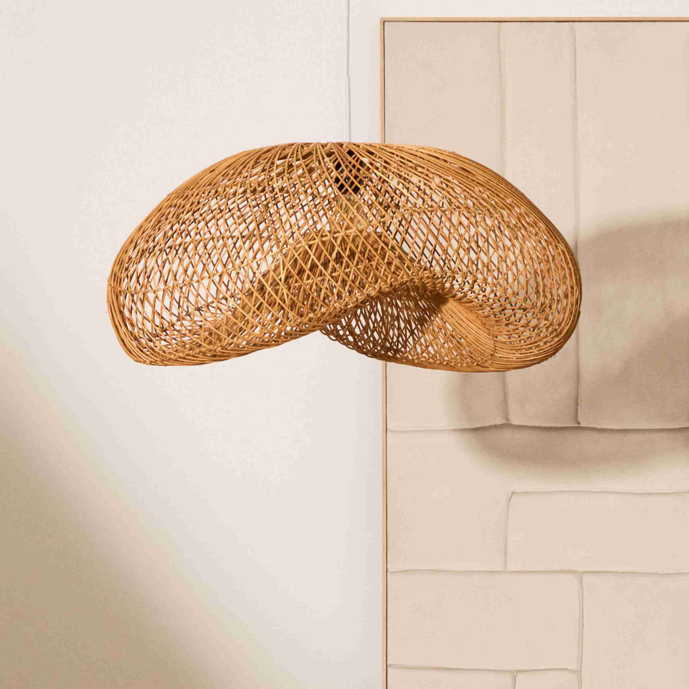Kave Home Lampenkap Isora Rotan, 81 x 56cm - Naturel