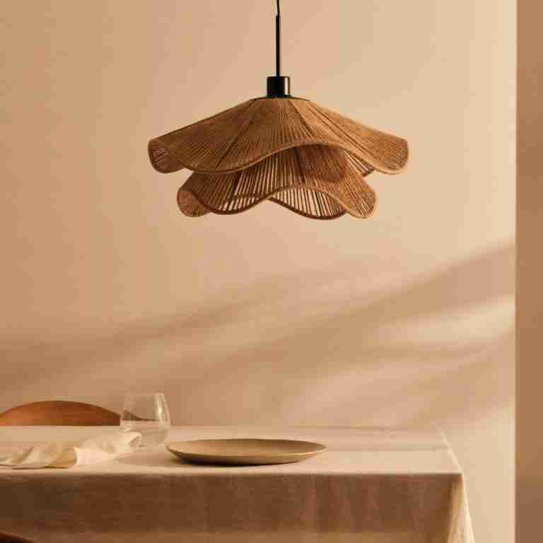 Kave Home Lampenkap Pontos Dubbel, Jute, 50cm - Bruin - Organisch