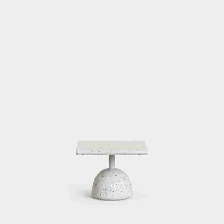Kave Home Loungetafel Saura Terrazzo, 48 x 48cm - Wit - Vierkant