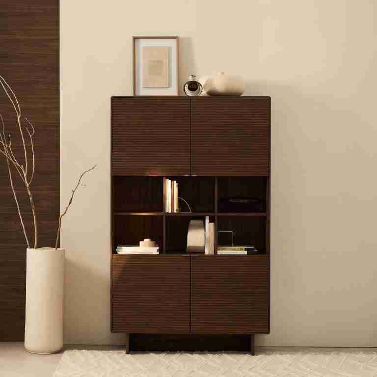 Kave Home Opbergkast Norlen Walnootfineer, 163 x 100cm - Bruin