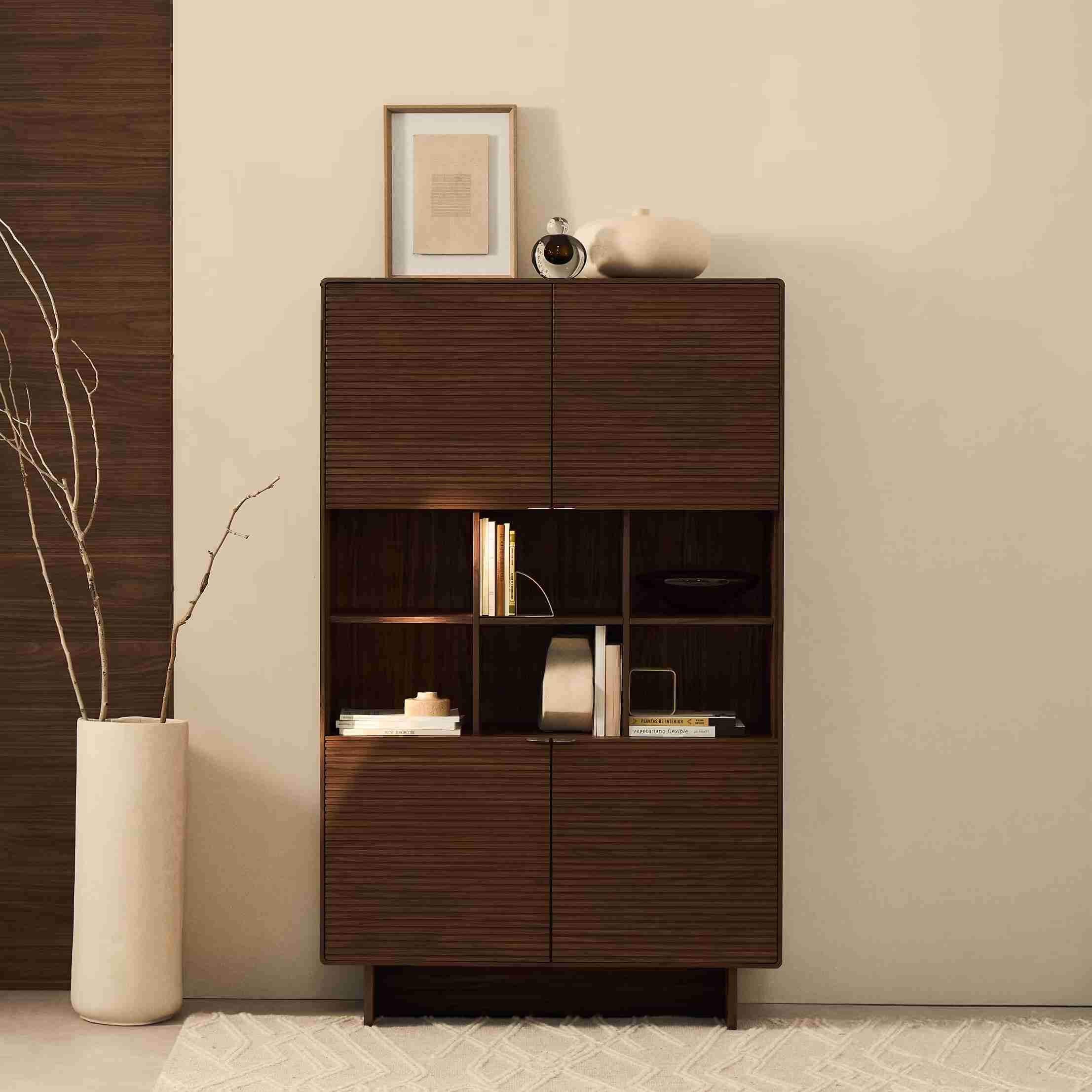 Kave Home Opbergkast Norlen Walnootfineer, 163 x 100cm - Bruin