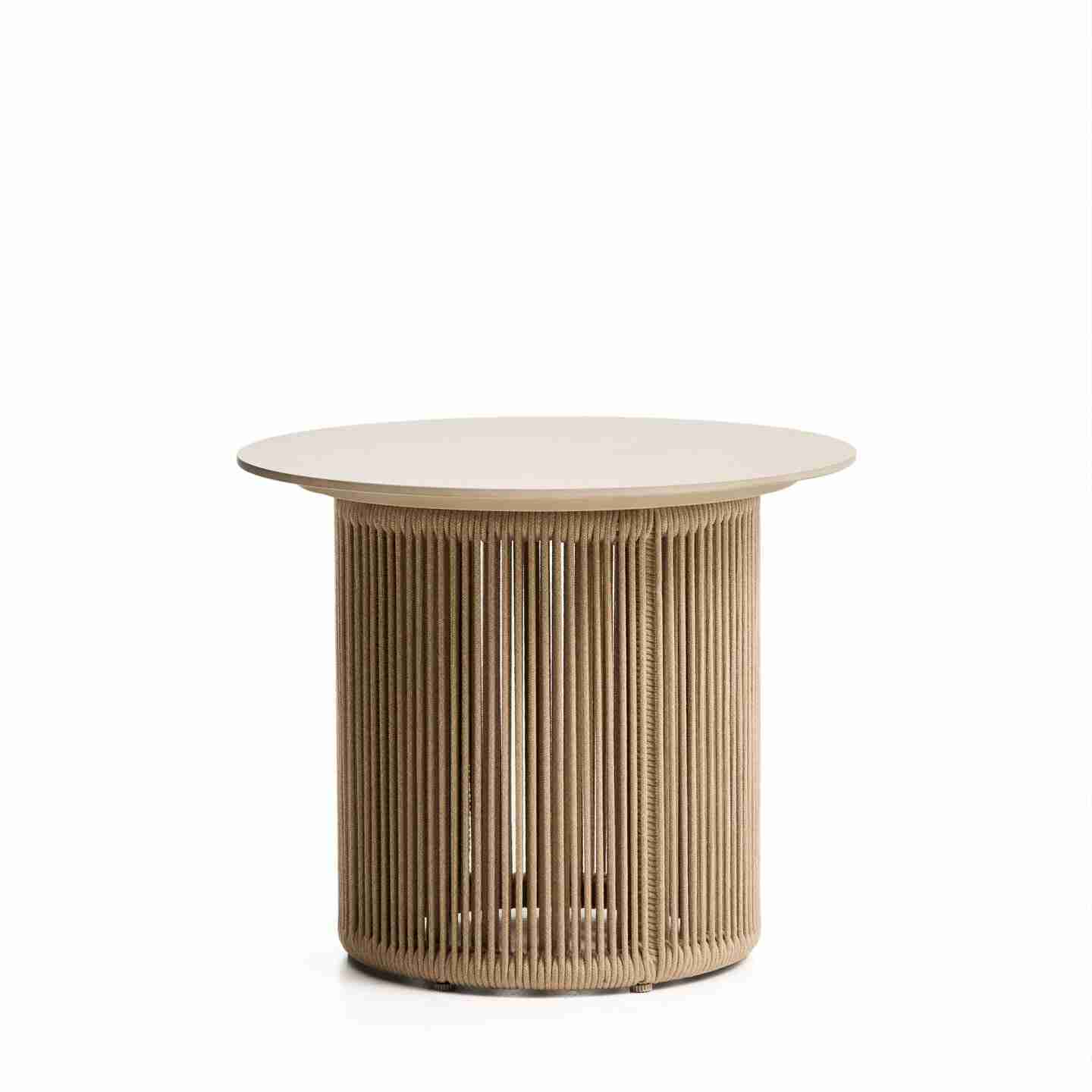 Kave Home Outdoor Bijzettafel Orosei Gesinterde steen en touw, 55cm - Naturel - Rond