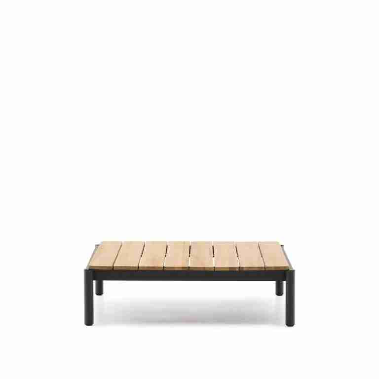 Kave Home Outdoor Salontafel Sorells Teakhout en grijs aluminium, 89 x 91cm